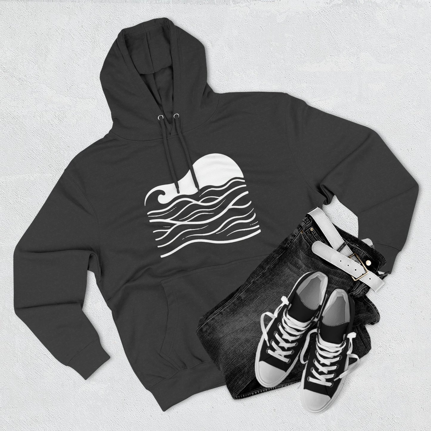 Atlantic Ocean Wave Fleece Hoodie - Cozy Surf-Inspired Sweatshirt, Beach Lover Gift, Winter Apparel, Casual Wear, Perfect for Surfing Trips!