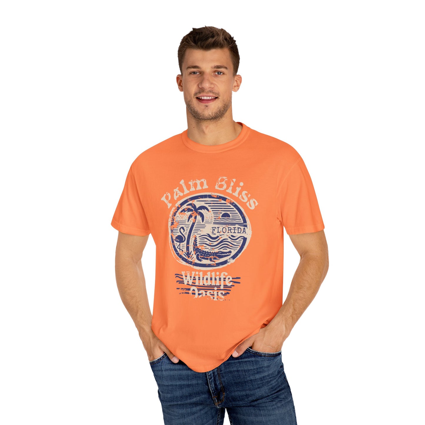 Palm Bliss Wildlife Graphic Tee, Fun Casual Shirt, Florida Palm Bliss Art, Summer Outfit, Beach Vacation Wear, Gift for Nature Lovers