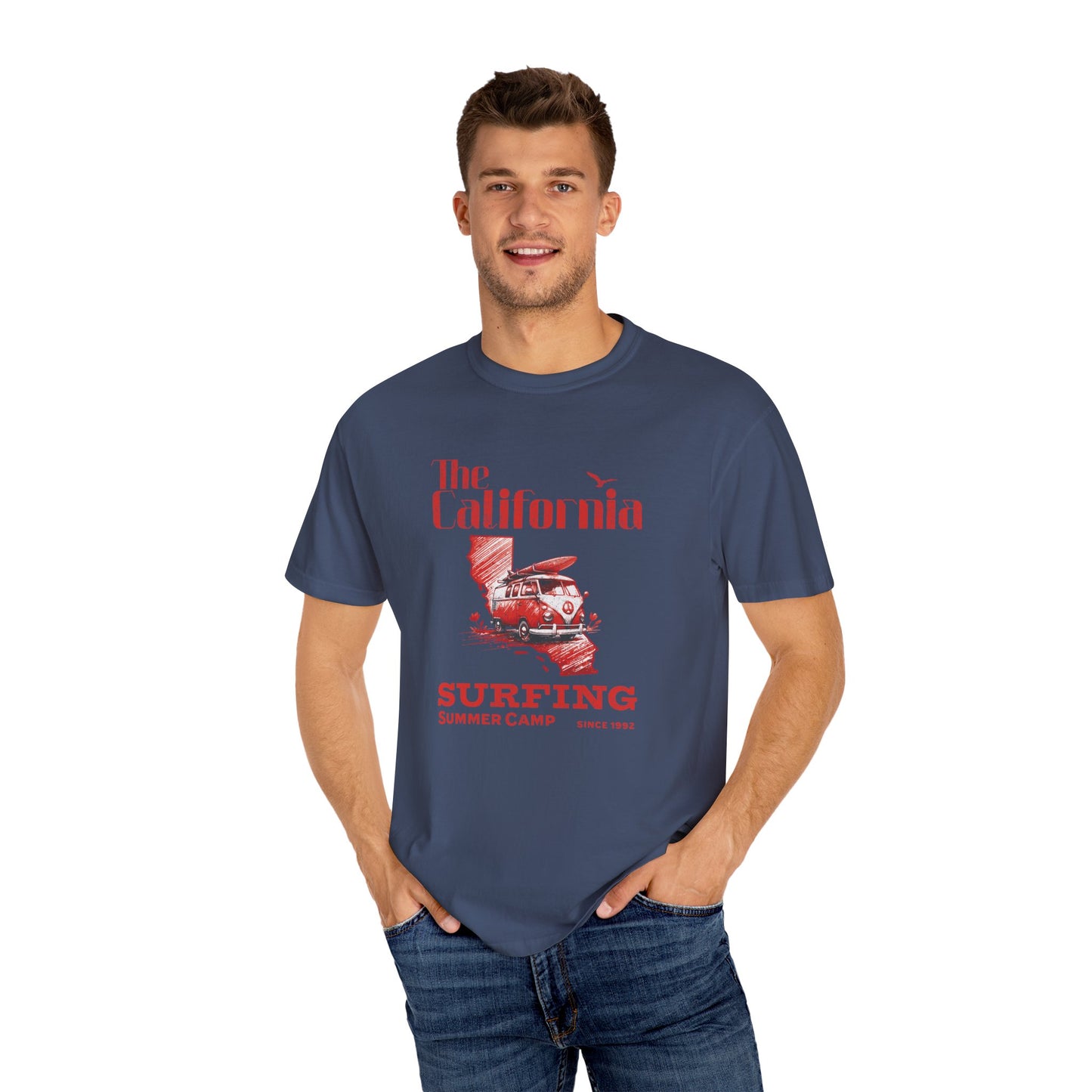 California Surf Camp Unisex T-Shirt, Summer Vibes Tee, Beach Lovers Gift, Men's and Women's Casual Wear, Retro Surfing Apparel