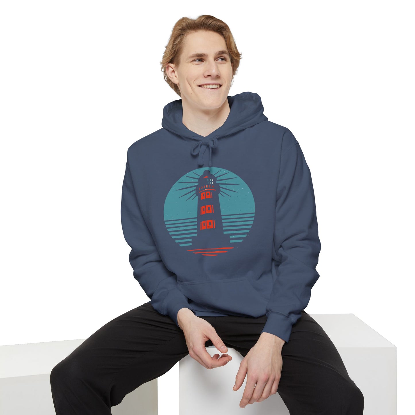 Lighthouse Hoodie | Relaxed Unisex Sweatshirt for Beach Lovers, Summer Vibes, Gift for Him or Her, Ocean-Themed Apparel, Casual Outfit