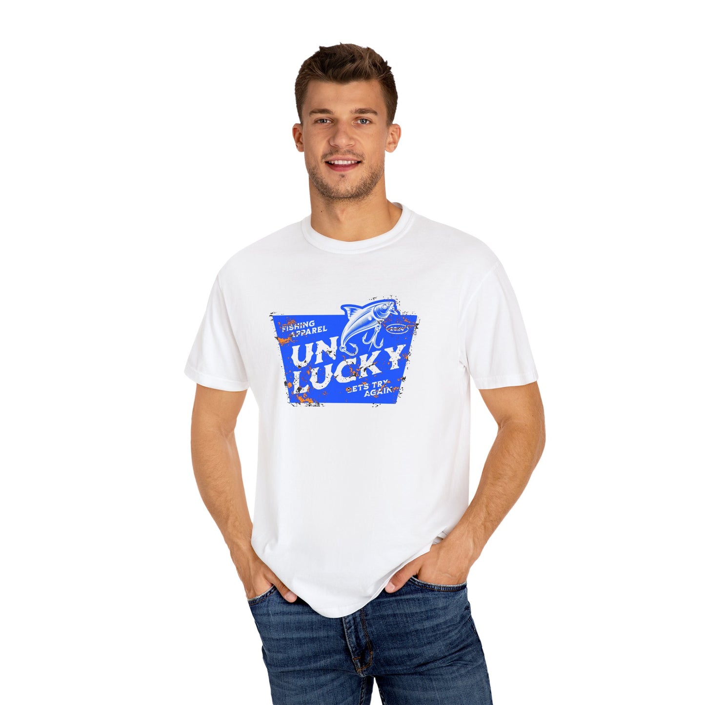 Lucky Fishing T-Shirt, Unisex Garment-Dyed Tee, Great for Fishermen, Perfect Gift for Anglers, Outdoor Adventure Apparel, Fishing