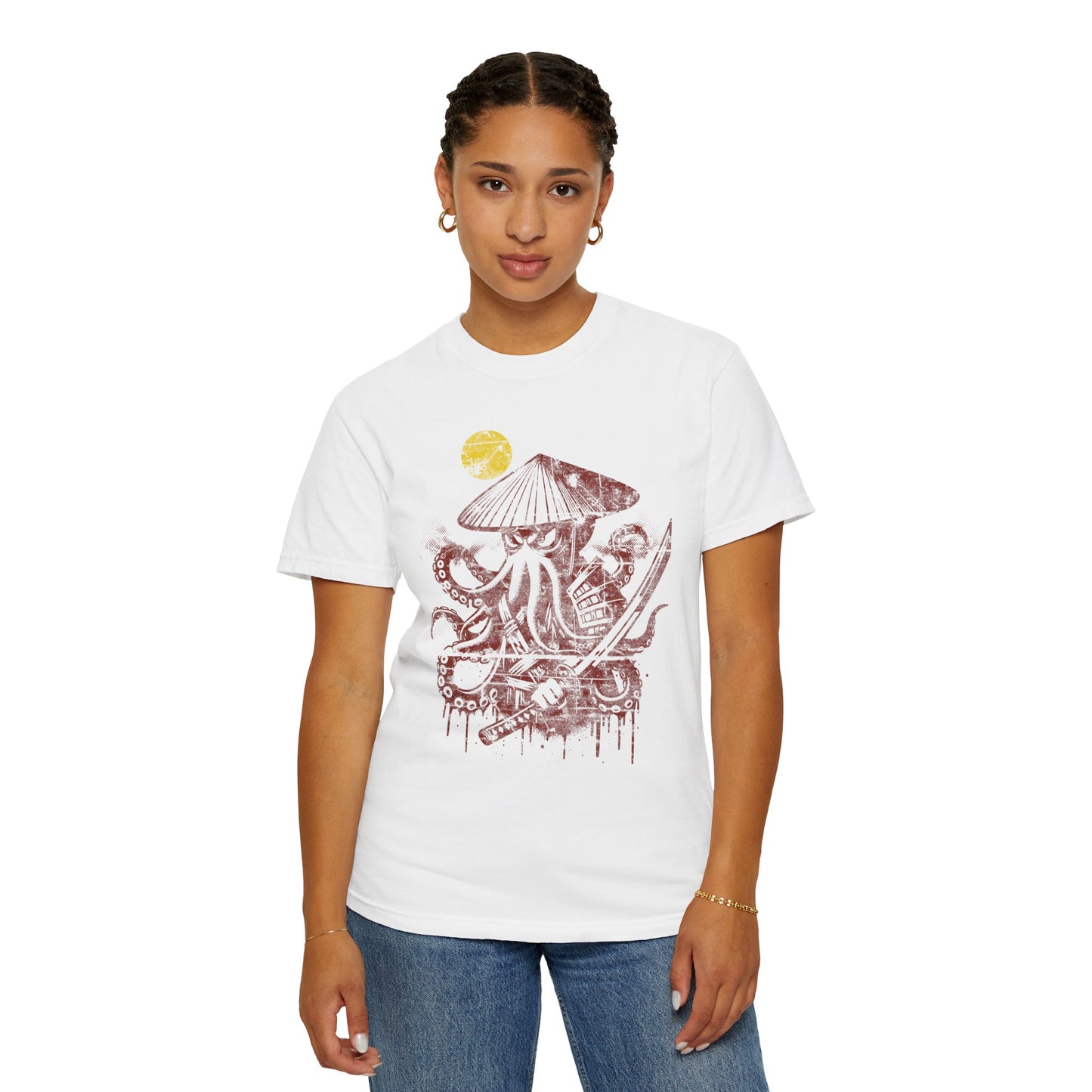 Faded Octopus Samurai T-shirt, Vintage Graphic Tee, Unisex Tee, Distressed Octopus Shirt, Unique Gift