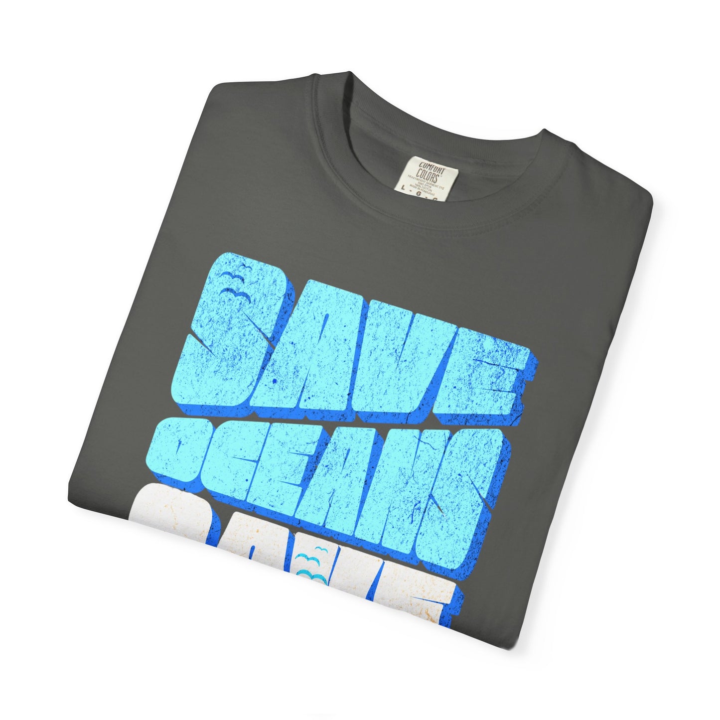 Save Oceans Save Lives Sun Faded T-Shirt, 100% Ring-Spun Garment-Dyed Cotton