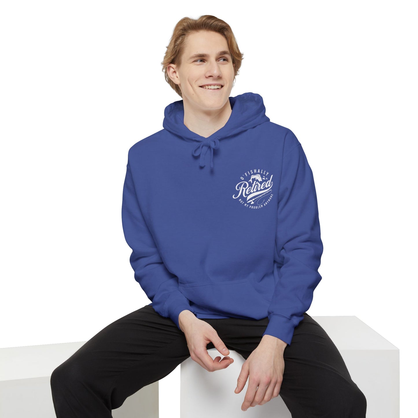 O'Fishally Retired Hoodie, Unisex Garment-Dyed Pullover, Perfect Gift for Retirees, Fishing Lovers, Cozy Everyday Wear, Retirement