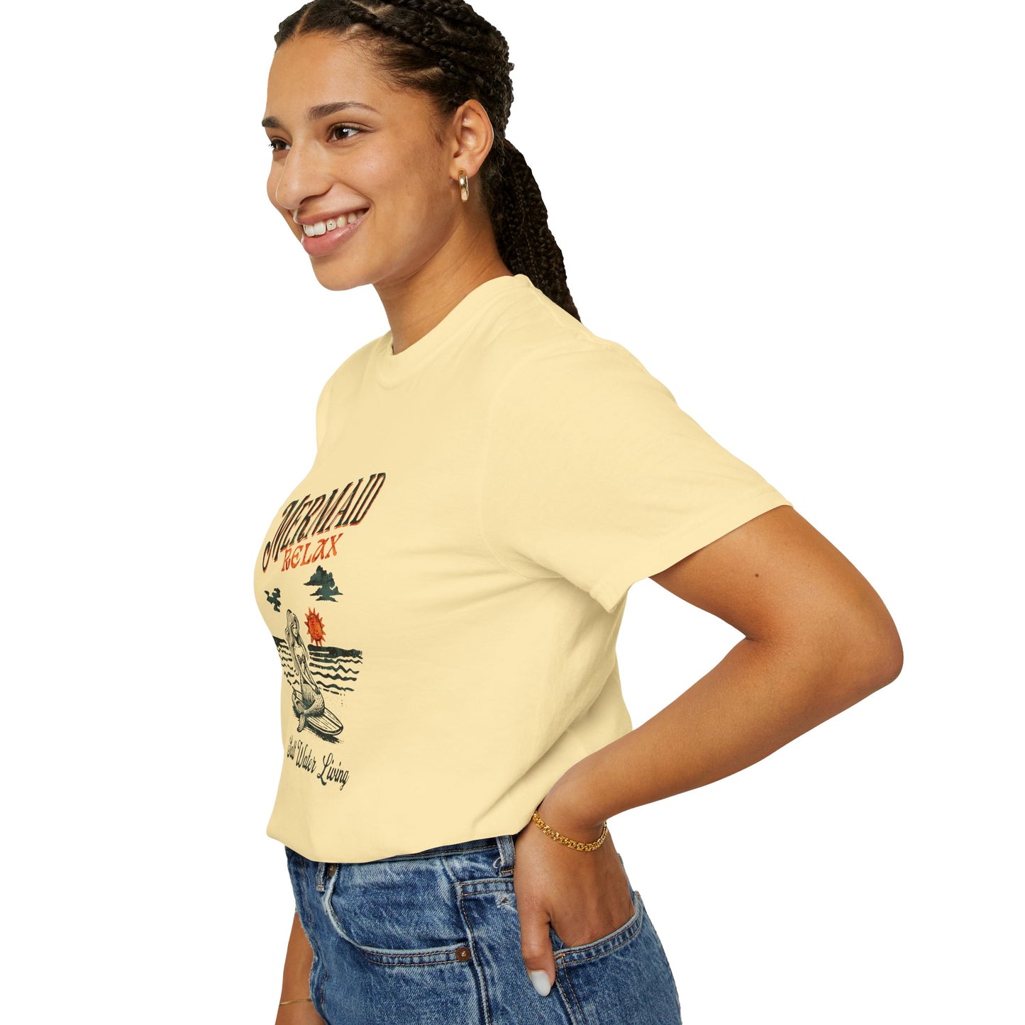 Mermaid Beach Vibes Unisex T-Shirt, Mermaid Relax Tee, Summer Outfit, Coastal Living Top, Gift for Her, Vacation Apparel
