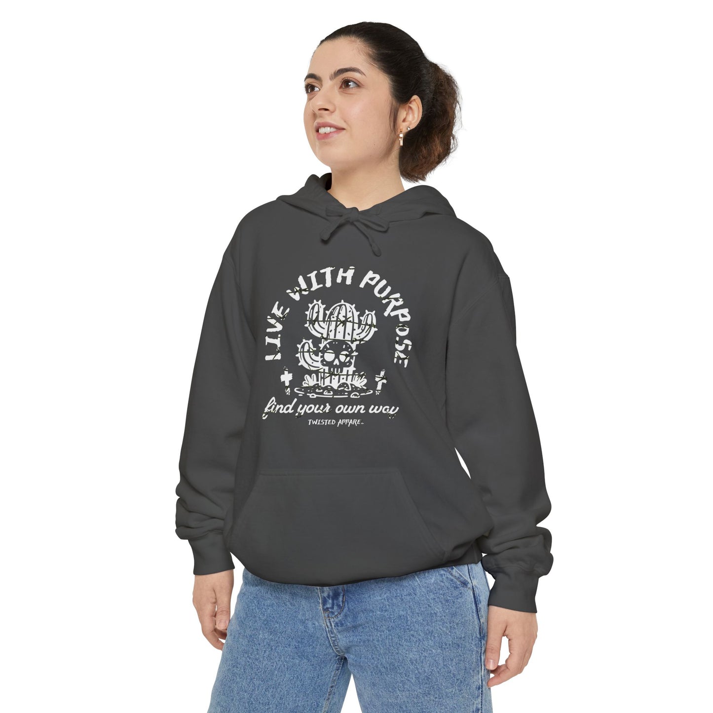 Live with Purpose Hoodie | Unisex Garment-Dyed Hoodie, Motivational Sweatshirt, Casual Wear, Gift for Her, Gift for Him