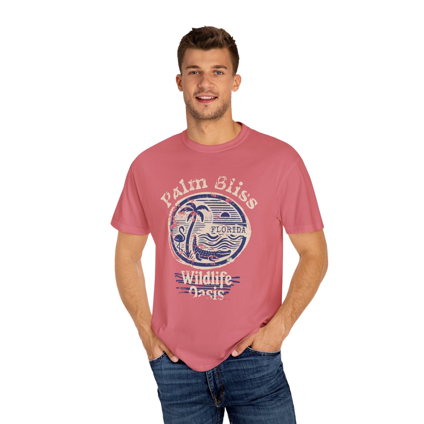 Palm Bliss Wildlife Graphic Tee, Fun Casual Shirt, Florida Palm Bliss Art, Summer Outfit, Beach Vacation Wear, Gift for Nature Lovers
