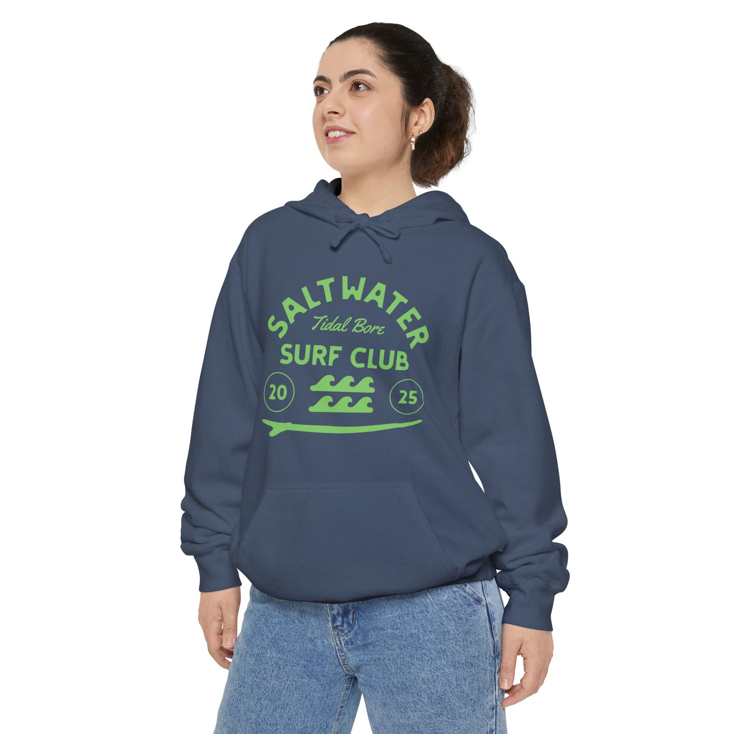 Salt Water Surf Club Hoodie, Garment-Dyed Unisex Hoodie, Saltwater Hoodie, Casual Beachwear, Comfortable Surf Apparel, Gift for Surfers