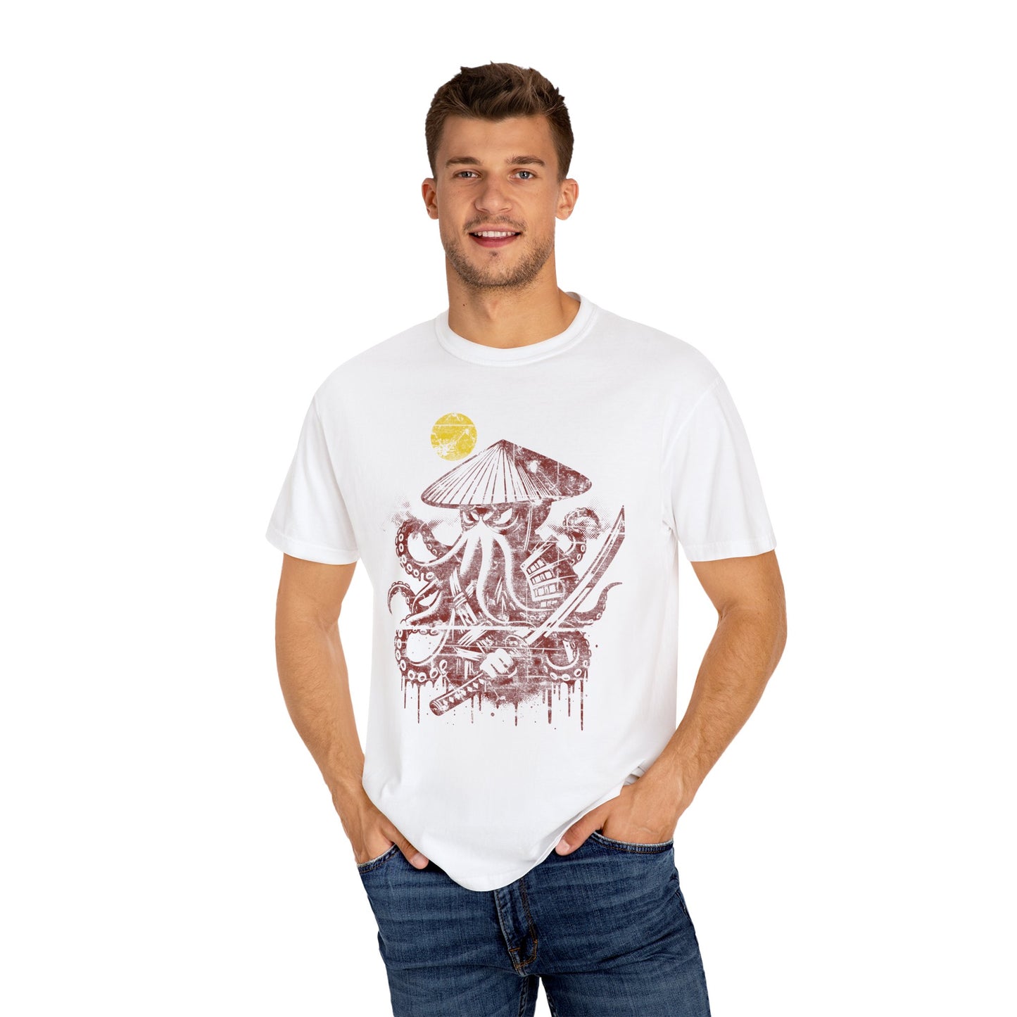 Faded Octopus Samurai T-shirt, Vintage Graphic Tee, Unisex Tee, Distressed Octopus Shirt, Unique Gift