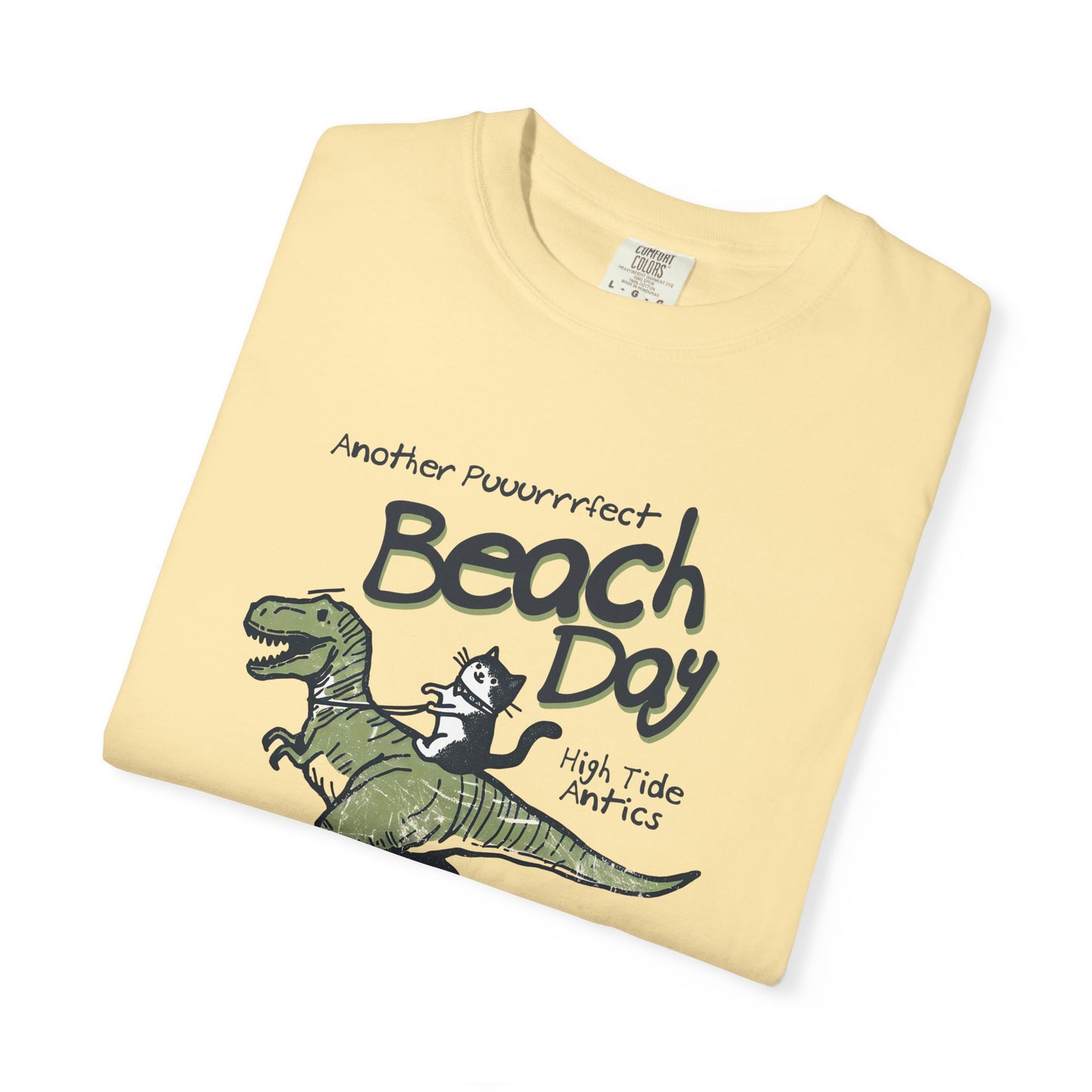 Beach Day Dino T-Shirt | Fun Unisex Tee for Summer, Gift for Kids & Adults, Beach Lovers, Vacation Style, Cute Animal Print