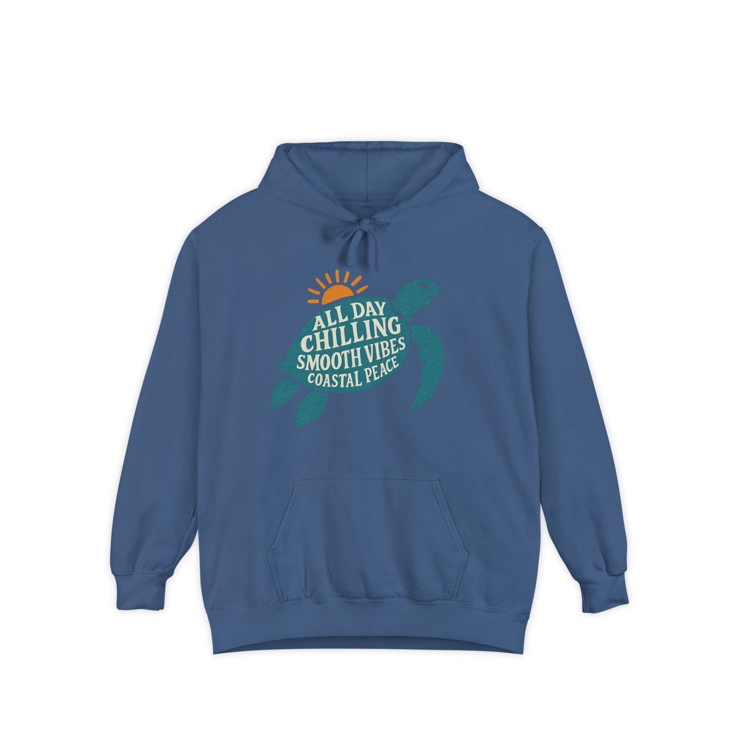 Coastal Vibes Garment-Dyed Hoodie: All Day Chilling Pullover, Beach Day Apparel, Nature Lover Gift, Casual Wear, Relaxing Outfit