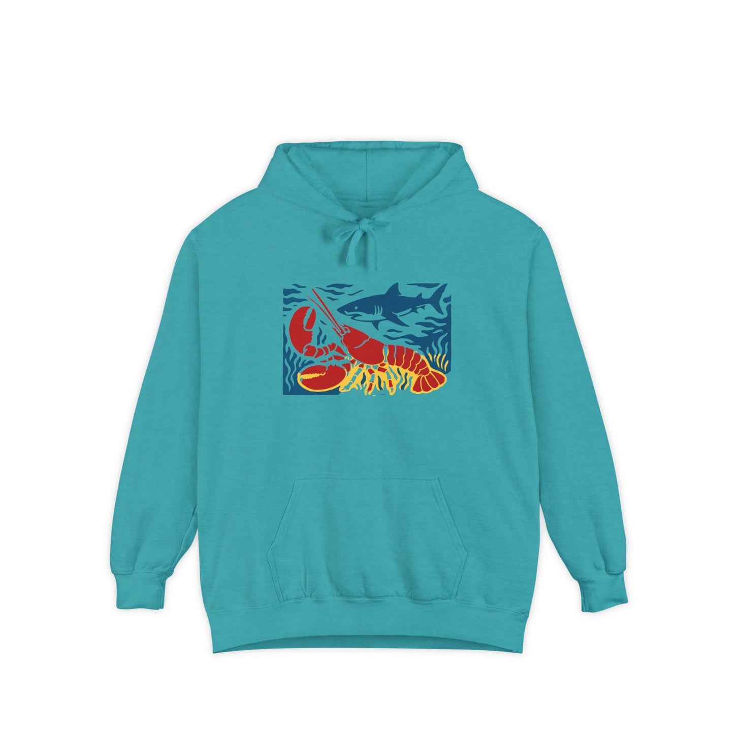 Ocean Life Garment-Dyed Hoodie, Beachwear, Casual Style, Gift for Nature Lovers, Eco-Friendly Apparel, Fishing Enthusiast Sweatshirt