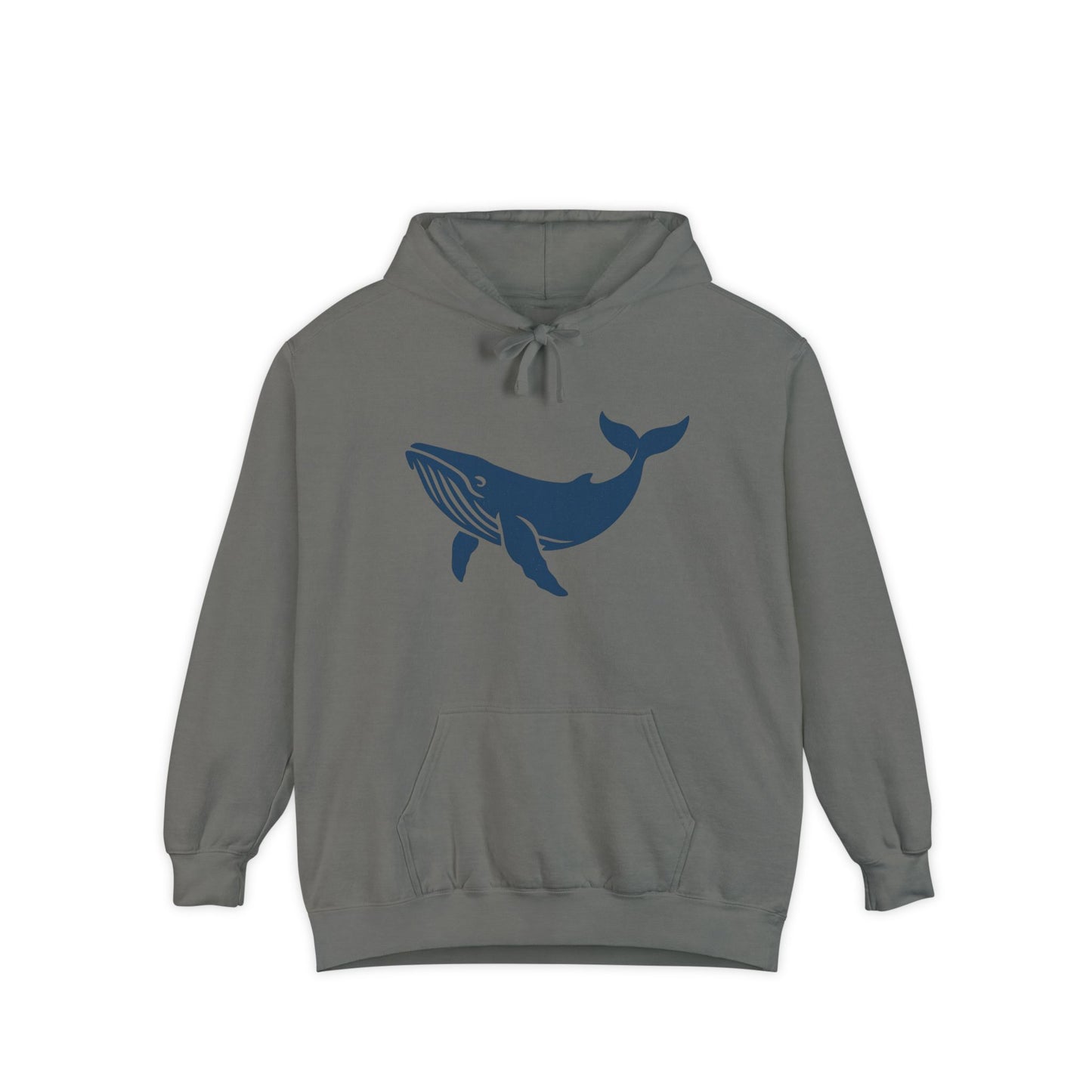 Ocean-Inspired Garment-Dyed Hoodie with Whale Design, Cozy Sweatshirt for Beach Lovers, Ideal Gift for Marine Enthusiasts, Casual Wear