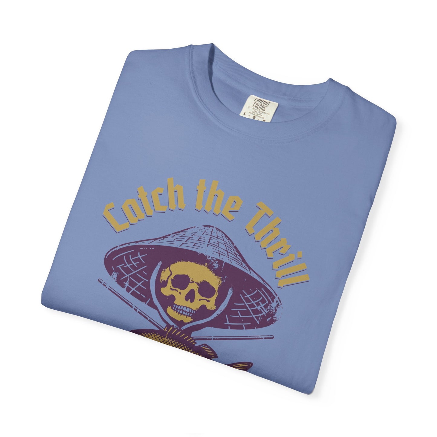 Catch the Thrill T-Shirt, Mens Fishing Tee, Skull Design Shirt, Outdoor Adventure Apparel, Gift for Anglers