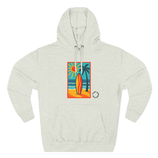 Tropic Surfboard Beach Hoodie — Colorful Coastal Sunset Graphic Pullover