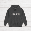 Moon Phases Vibes hoodie flat lay, view 1 — lunar graphic pullover by Five Tides Apparel