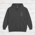 Salt Rooted Pineapple hoodie flat lay, view 2 — coastal graphic pullover by Five Tides Apparel
