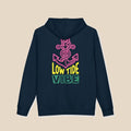 Low Tide Vibe Neon Anchor hoodie — back view of this coastal graphic pullover by Five Tides Apparel