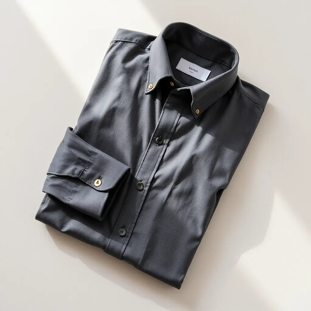 Thick cotton shirt laid flat with fabric texture visible in natural light