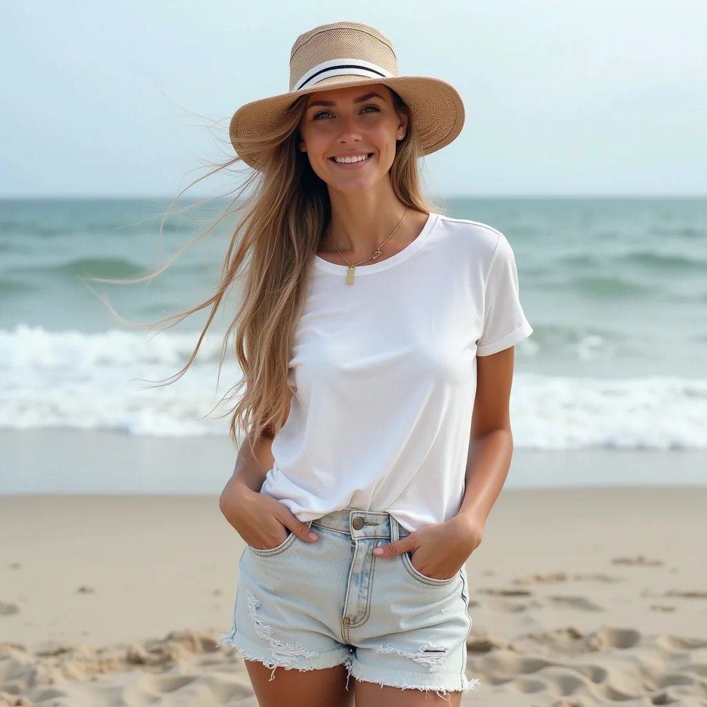 Coastal Calm Beach Fashion Tee - Coastal Calm Tee: Seaside Style Made Effortless for You