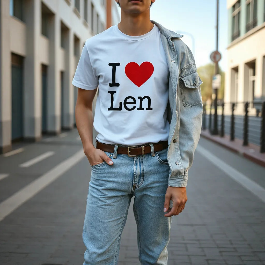 Casual outfit featuring a white graphic t-shirt paired with light-wash jeans and a denim jacket