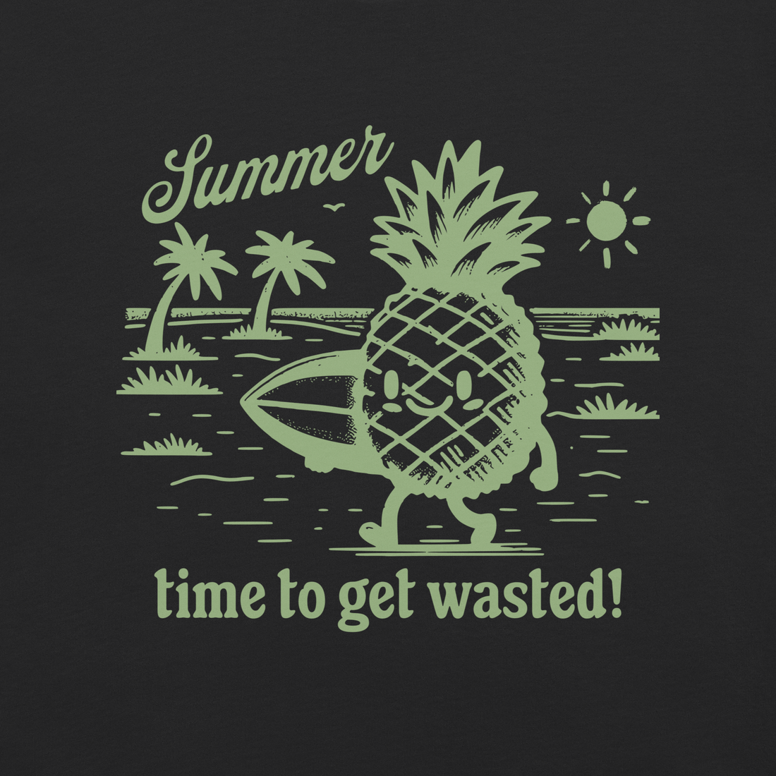 black t-shirt with time to get wasted graphic
