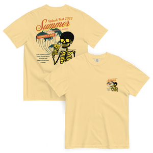 yellow t-shirt with summer fest graphic design on the front