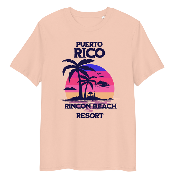 Organic cotton t-shirt with puerto rico beach graphic