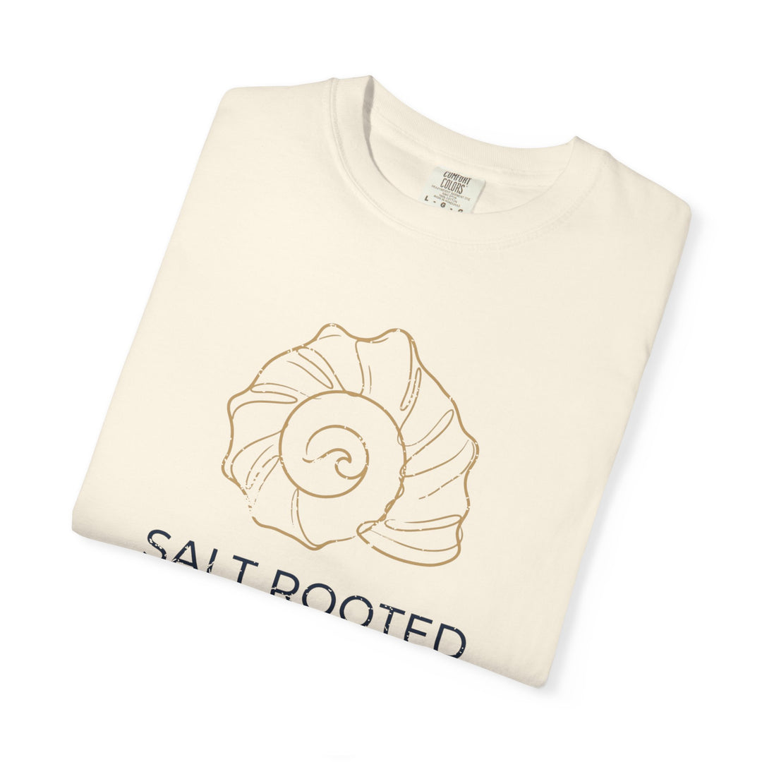 Salt Rooted Shell Tee | Garment-Dyed Coastal Minimalist Graphic