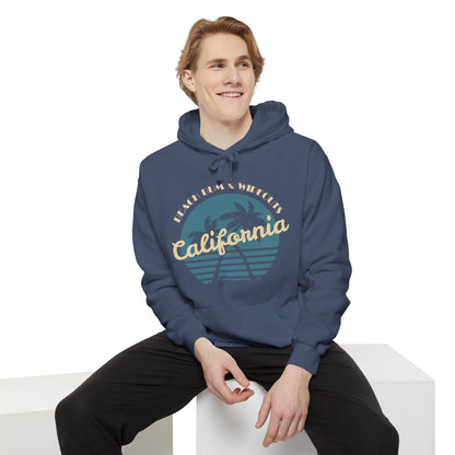 California Vibes Cozy Unisex Garment-Dyed Hoodie, Casual Streetwear, Summer Beachwear, Travel Apparel, Gift for Nature Lovers