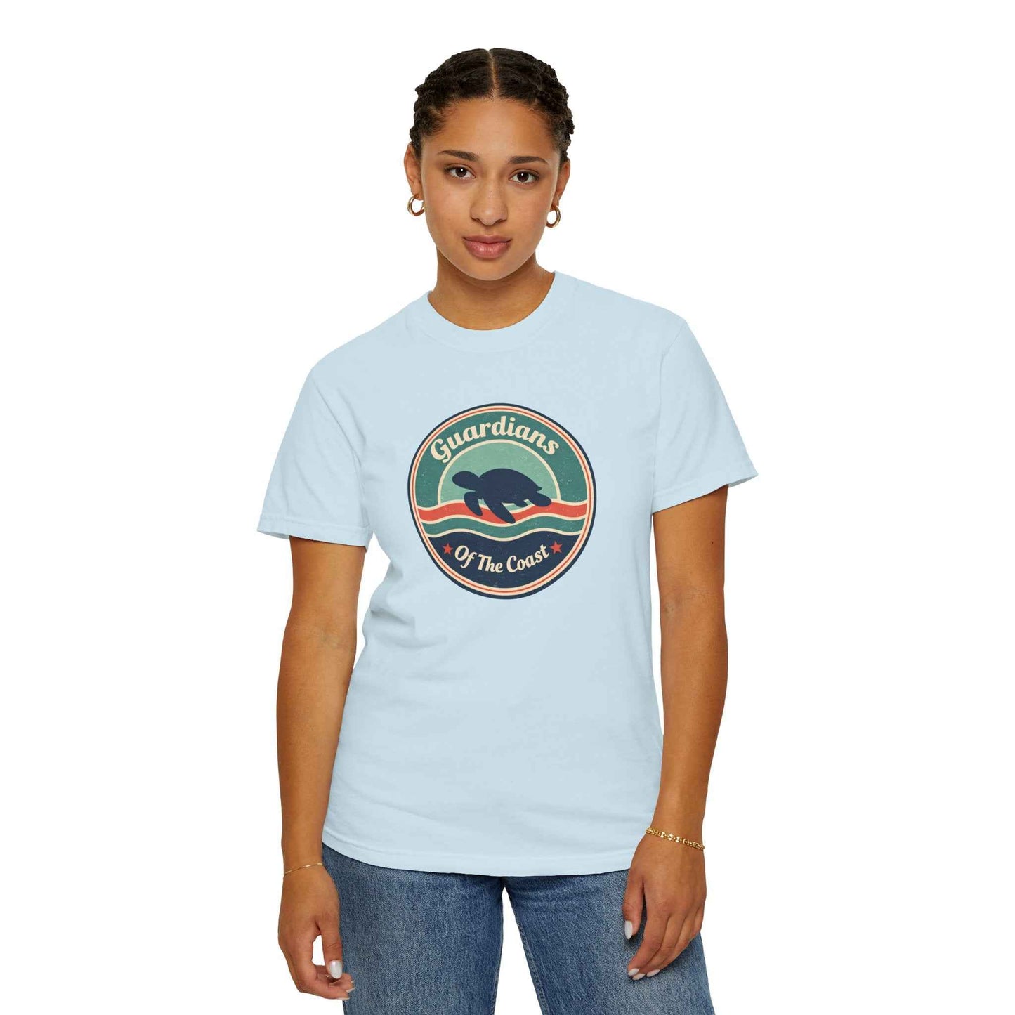 Sea Turtle 'Guardians of the Coast' Graphic T-Shirt, Vintage Retro Fashion Summer Tee