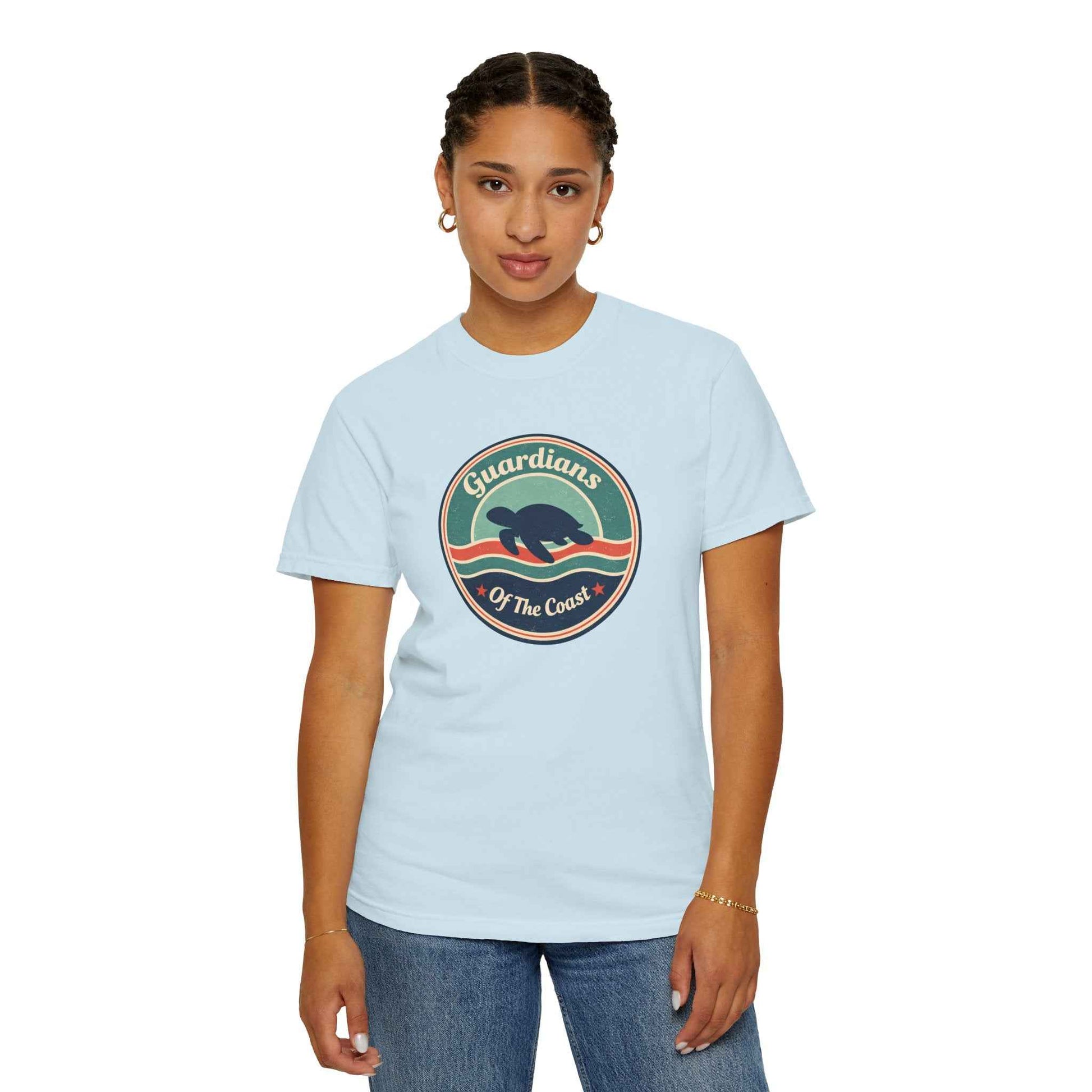 Sea Turtle 'Guardians of the Coast' Graphic T-Shirt, Vintage Retro Fashion Summer Tee