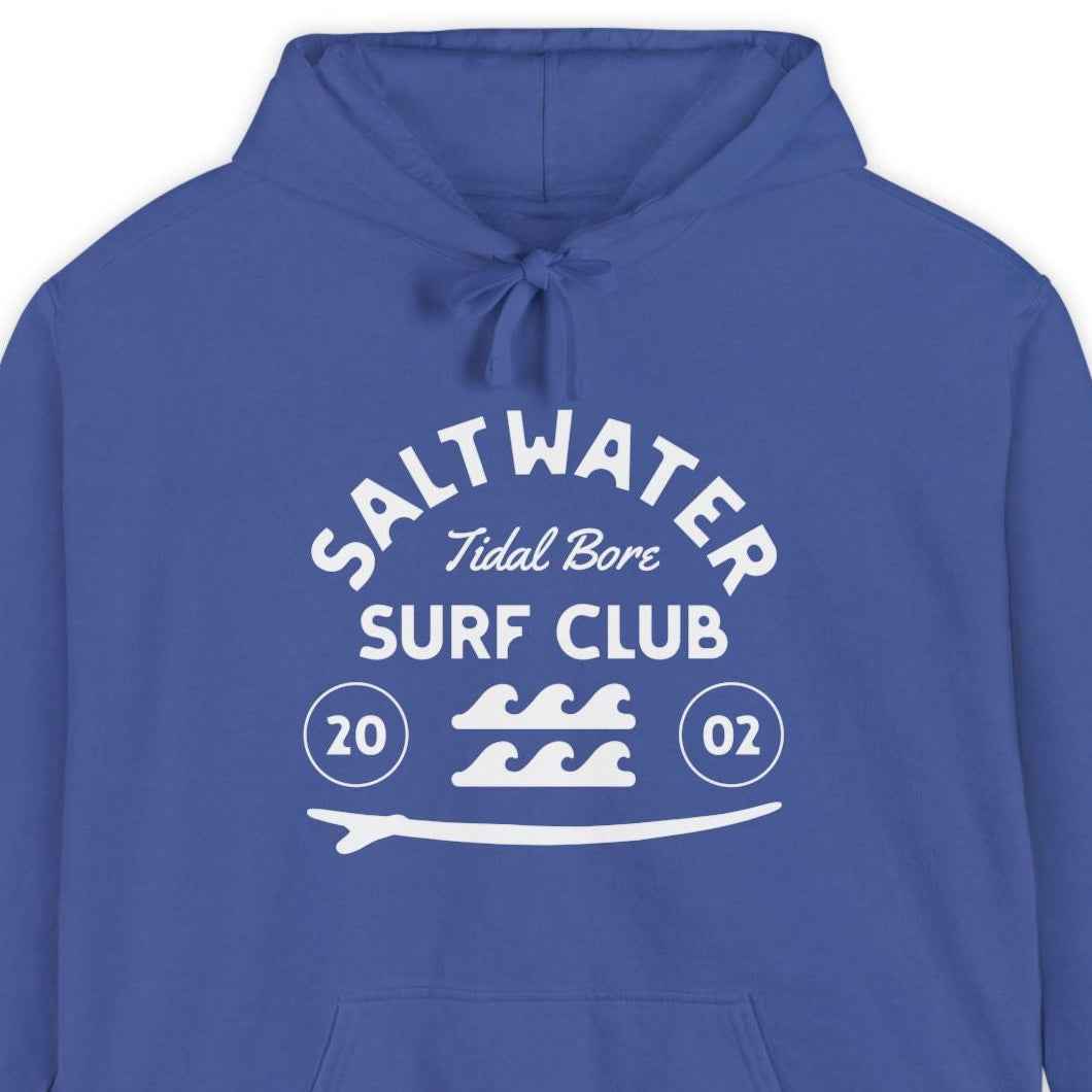 Saltwater Tidal Bore Surf Club, Garment-Dyed Unisex Hoodie