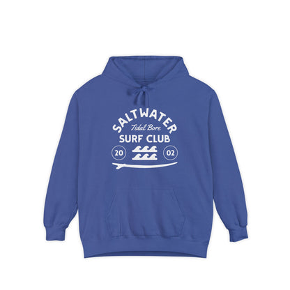 Saltwater Tidal Bore Surf Club Unisex Hoodie, Beachwear, Casual Style, Gift for Surfers, Coastal Living, Summer Vibes, Comfortable Layering