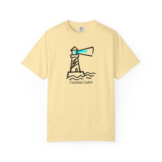 Coastal Calm Lighthouse Graphic T-Shirt, Summer Beach Style Unisex Cotton Tee