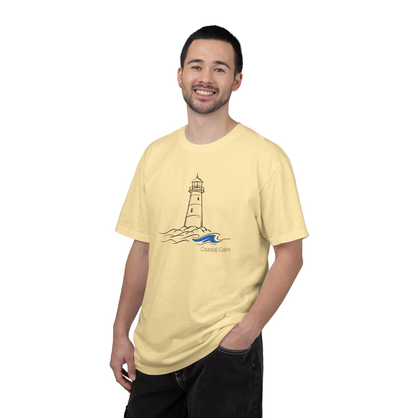 Coastal Calm Lighthouse Blue Sea Graphic T-Shirt, Summer Fashion Unisex Tee