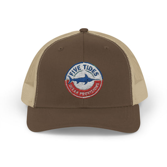 Vintage Sword Fish Ocean Provisions Patch Trucker Cap - Classic Snapback Summer Hat