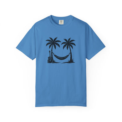 Tropical Vibes T-Shirt - Unisex Garment-Dyed Tee, Relaxing Beachwear, Cool Summer Style, Gift for Music Lovers, Vacation Outfit