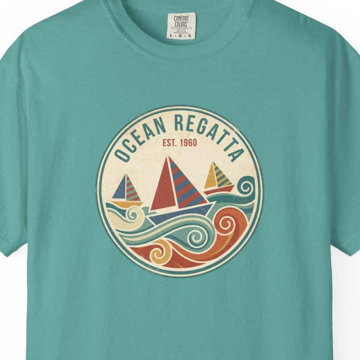 Ocean Regatta Summer T-Shirt - Vintage Sailboat Beach Graphic Tee