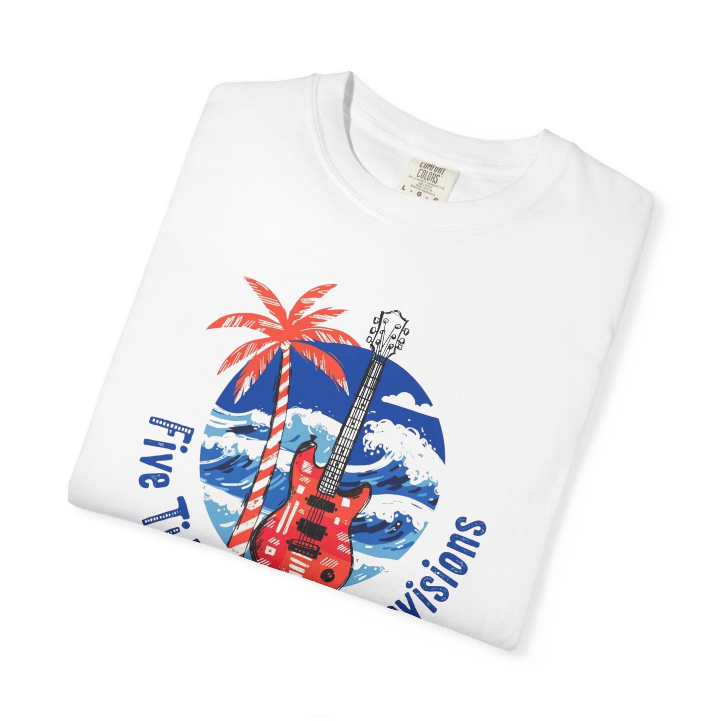 Coastal Guitar Custom Graphic T-Shirt - Five Tides Coastal Provisions Beach Surf Tee