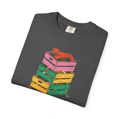 Five Tides Crate Stack Lobster T-Shirt - Retro Beach Summer Vibes Graphic Tee