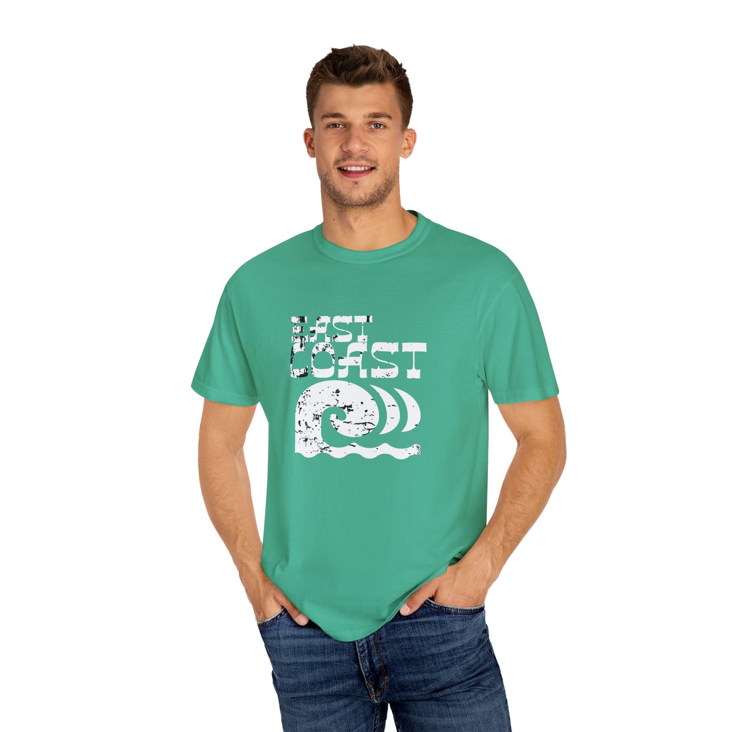 East Coast Vibes T-Shirt - Unisex Garment-Dyed Tee, Beachwear, Summer Casual, Travel Top, Retro Ocean Shirt