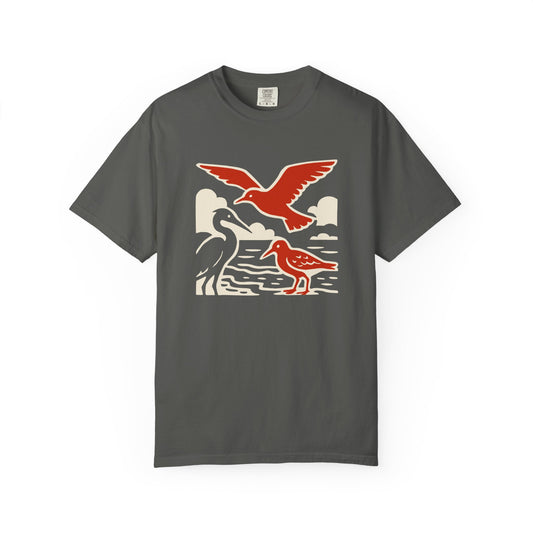 Nature-Inspired Garment-Dyed Bird Graphic Tee, Wildlife T-Shirt, Perfect Gift for Nature Lovers, Summer Style