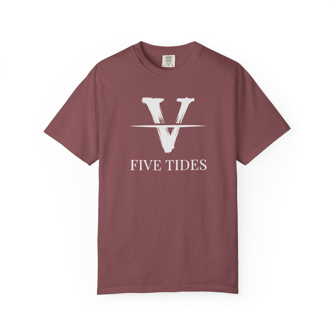 Five Tides V Logo Tee | Garment-Dyed Vintage Coastal Crew