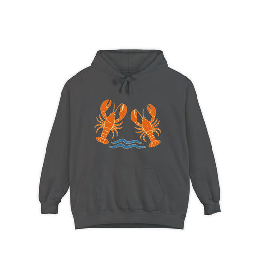 Lobster Lovers Unisex Garment-Dyed Hoodie, Beachwear, Seafood Lover Gift, Summer Vibes Apparel, Casual Streetwear, Coastal Style