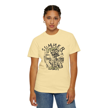 Summer Time SPF 69 Vibe T-shirt with Skeleton Graphic, Casual Tee, Beach Wear, Summer Clothes, Gift for Friends, Cool Shirt