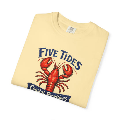 Lobster Coastal Provisions T-Shirt - Five Tides Seafood Graphic Cotton Tee