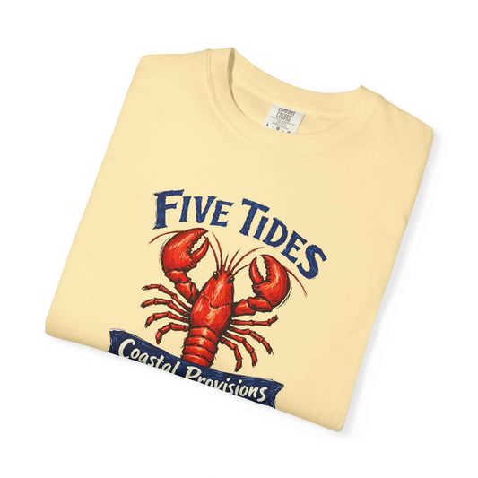 Lobster Coastal Provisions T-Shirt - Five Tides Seafood Graphic Cotton Tee