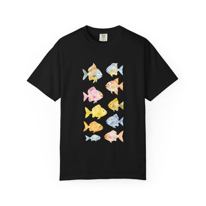 Faded Out Coral Fish At Play T-Shirt, 100% Ring-Spun Garment-Dyed Cotton