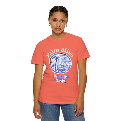 Palm Bliss Wildlife Oasis T-Shirt, Unisex Beach Shirt, Summer Vacation Tee, Gift for Ocean Lovers, Florida Apparel